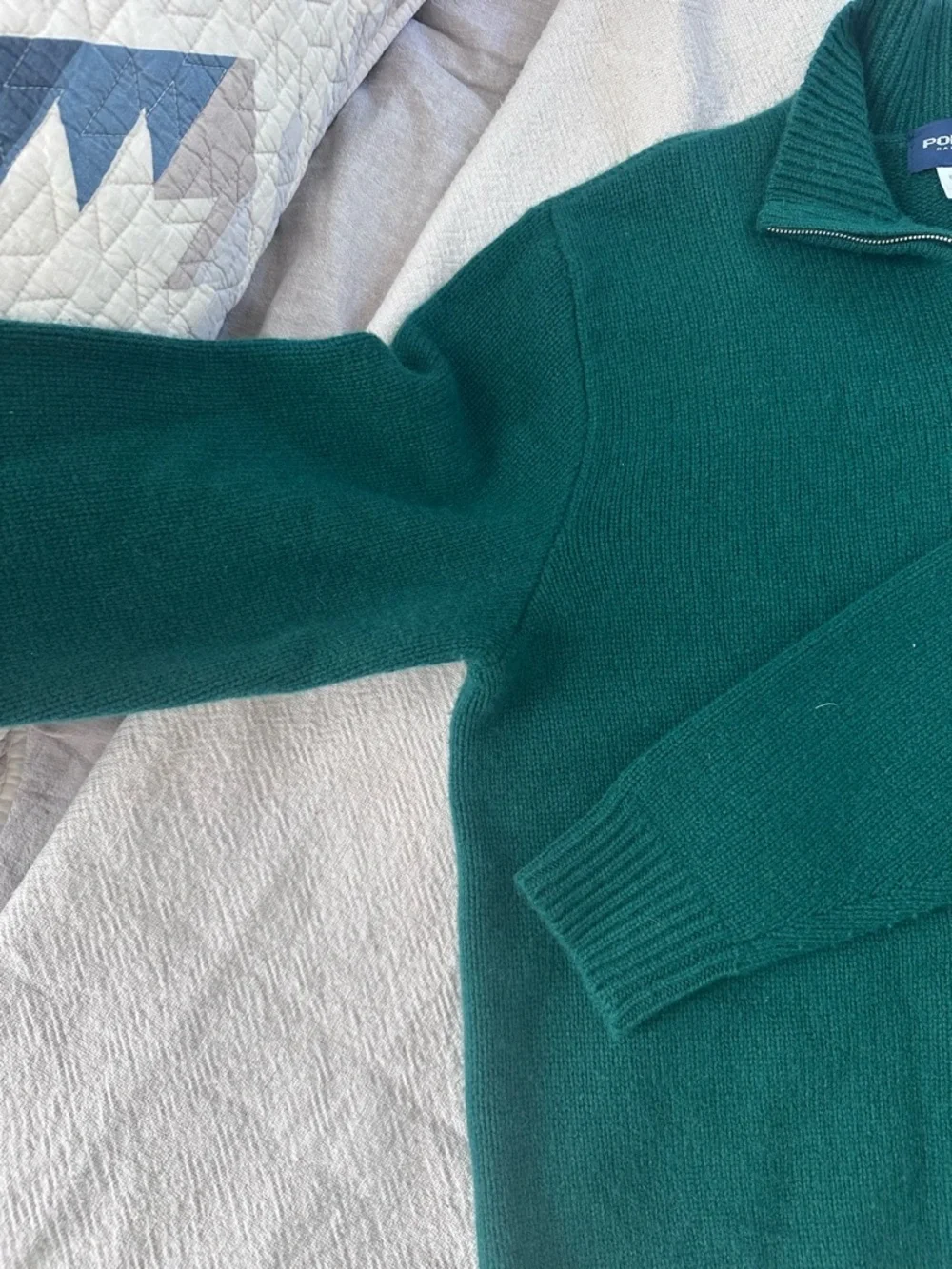 Polo Golf Ralph Lauren, wool cashmere, quarter zip, vintage 90s, forest green - Picture 4 of 6